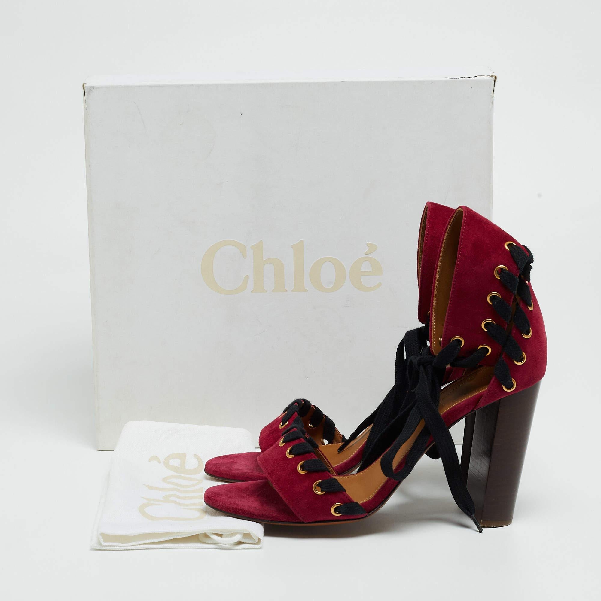 Chloe Sandales à lanières à la cheville en daim violet taille 40 en vente 4
