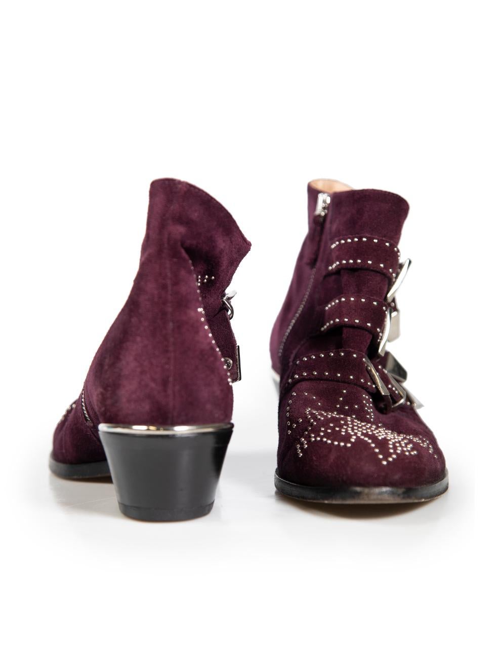 Chloe Purple Suede Susanna Studded Ankle Boots In Excellent Condition In London, GB