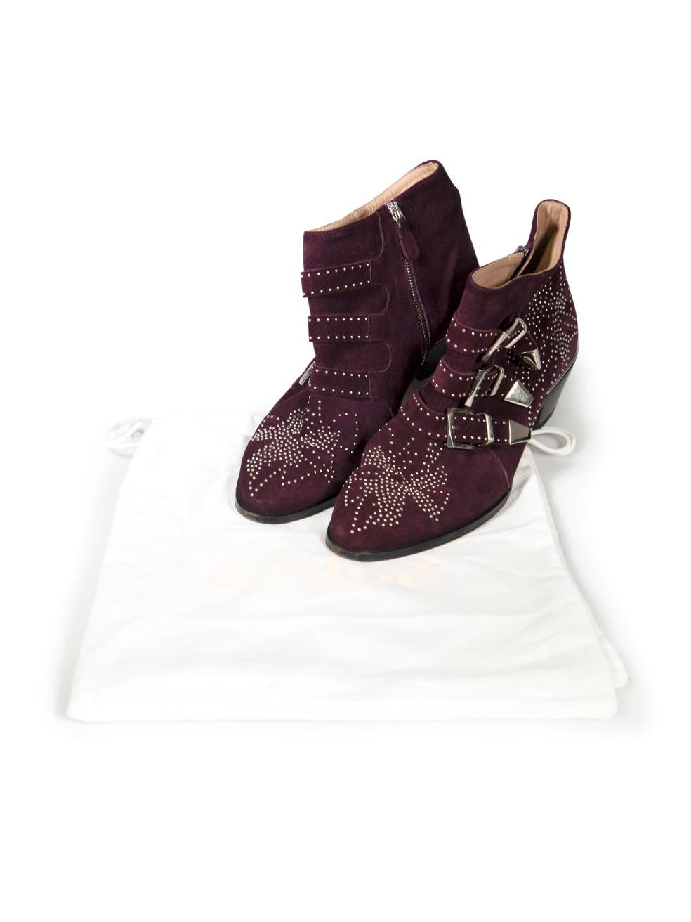 Chloe Purple Suede Susanna Studded Ankle Boots 1