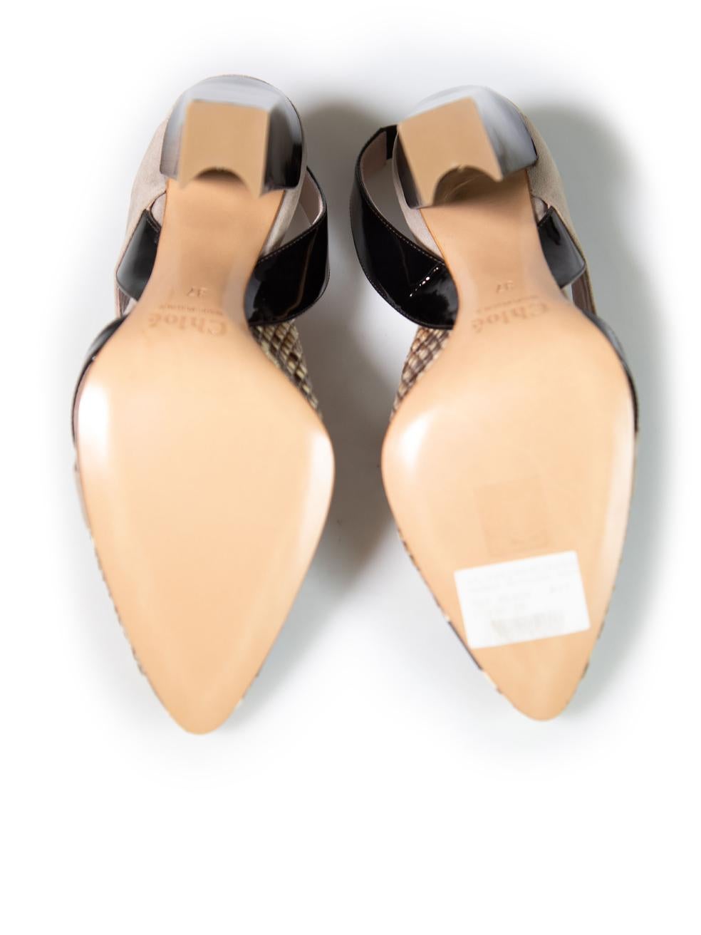 Chloé Python Leather Slingback Heels Size IT 37 In Good Condition For Sale In London, GB