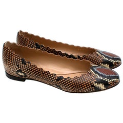 Chloe Python Print Calfskin 'Lauren' Ballerina Pumps 36