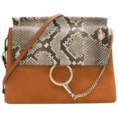 Chloe Python & Tannish Red Suede 'Faye' Shoulder Bag
