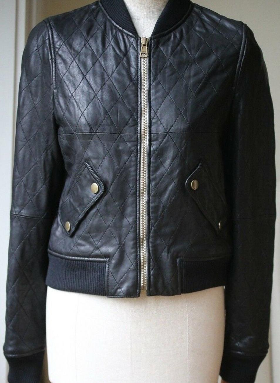 Crafted from butter soft leather in black, this chic bomber jacket by Chloé is quilted for a textural twist. Fully lined and complete with twin flap pockets. Ribbed collar. Front zip fastening. Quilted. Twin press stud flap pockets. Pure leather.