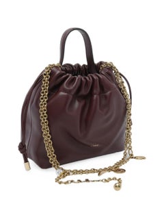 Chloé Quilted Leather Bucket Bag — Burgundy