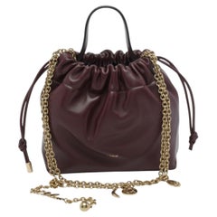 Chloé Quilted Leather Bucket Bag — Burgundy