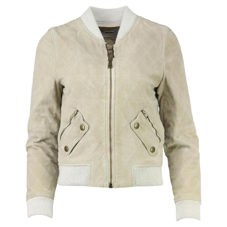 morgen Botsing embargo Chloé Quilted Suede Bomber Jacket FR 34 UK 6 For Sale at 1stDibs