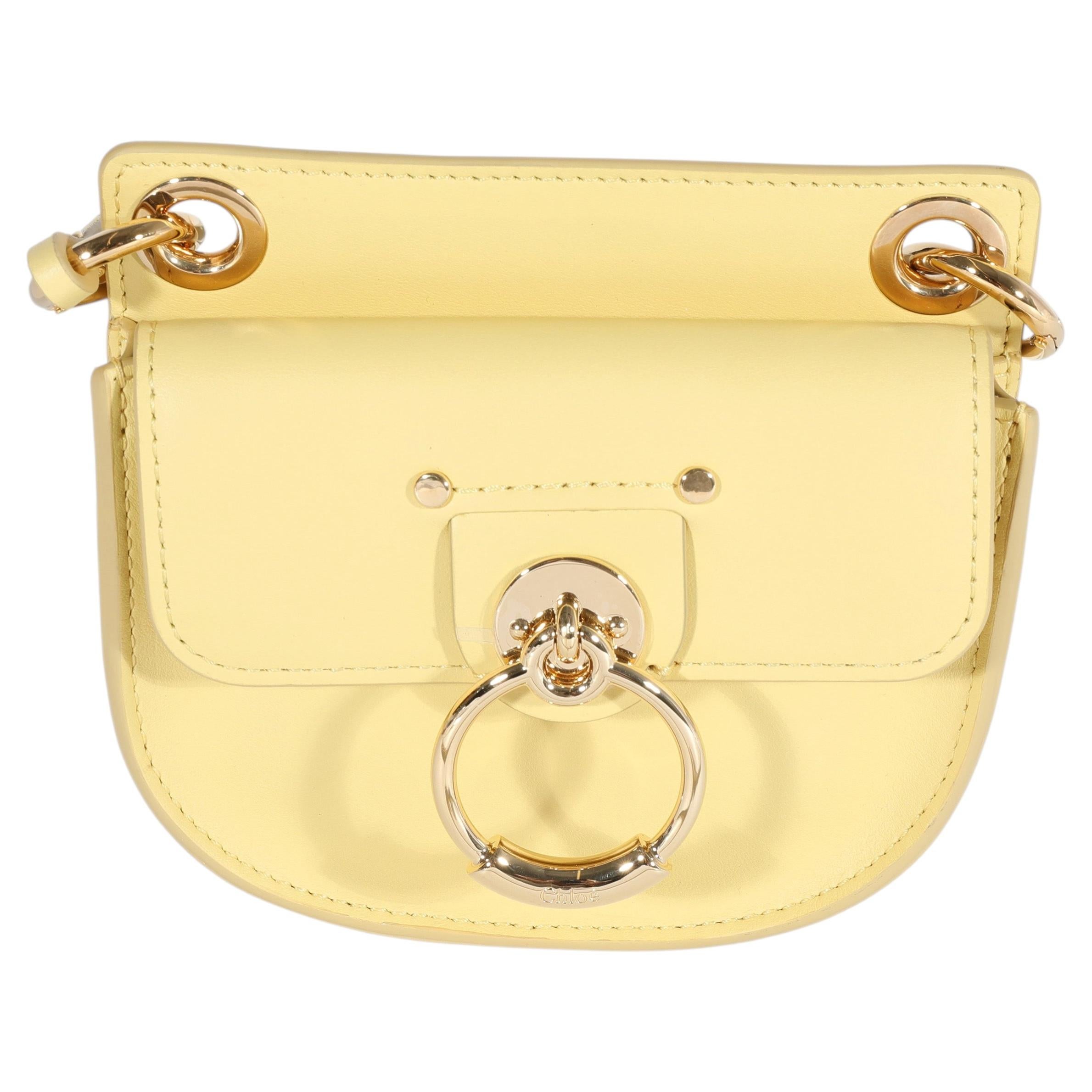 Chloe Rafia Piel Verde La Mini Bolsa Plana en venta