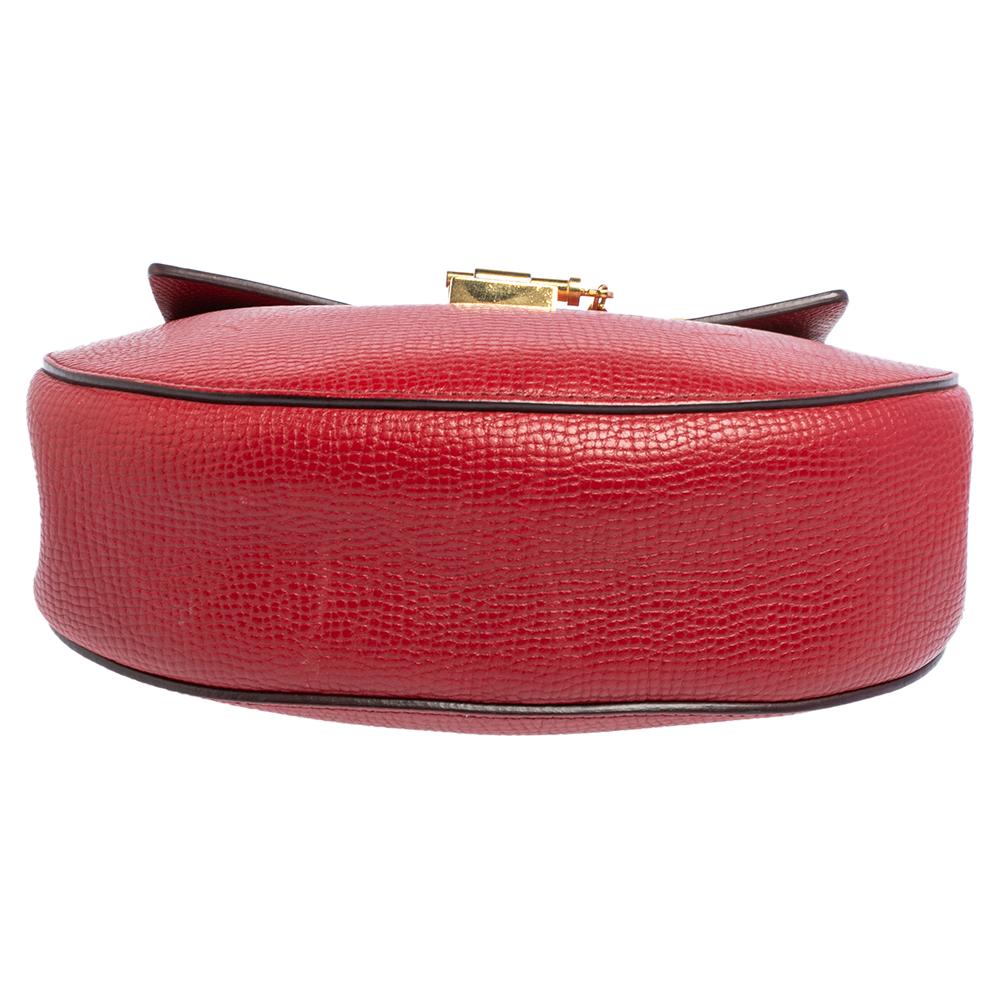 Chloe Red 2 Tone Leather Medium Drew Shoulder Bag In Good Condition In Dubai, Al Qouz 2