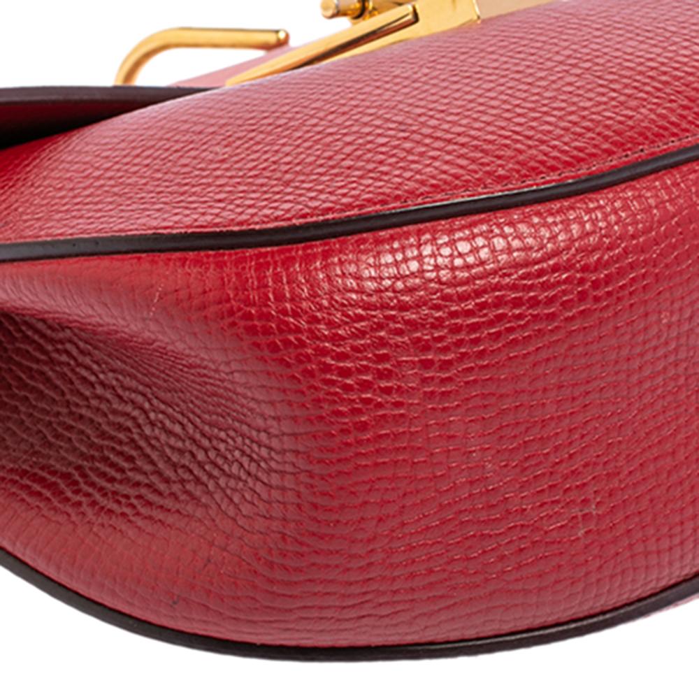 Women's Chloe Red 2 Tone Leather Medium Drew Shoulder Bag