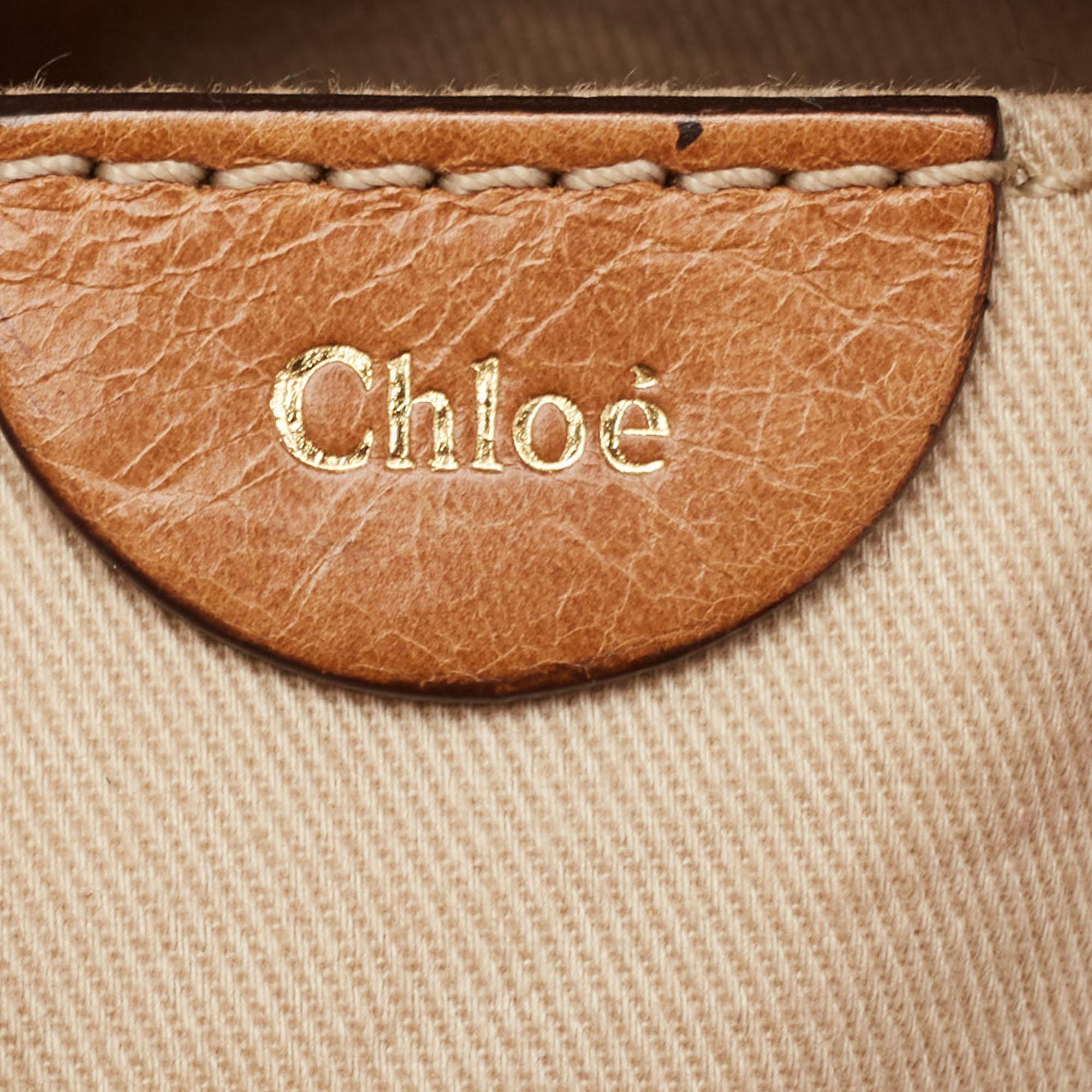 Chloe Red/Brown Leather Buckle Duffel Bag For Sale 6