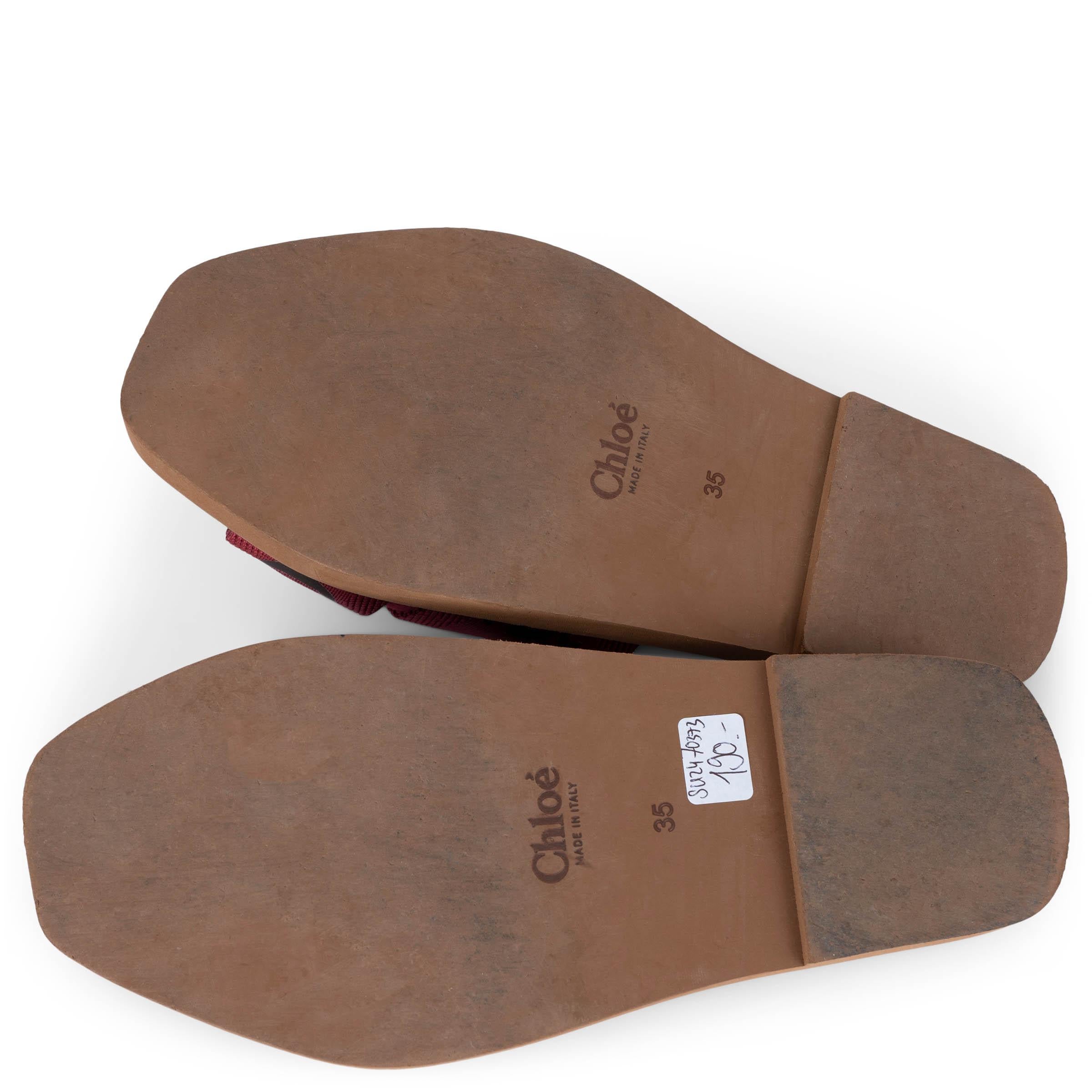 CHLOE red canvas 2021 WOODY LOGO STRAP SLIDE Sandals Shoes 35 For Sale 3
