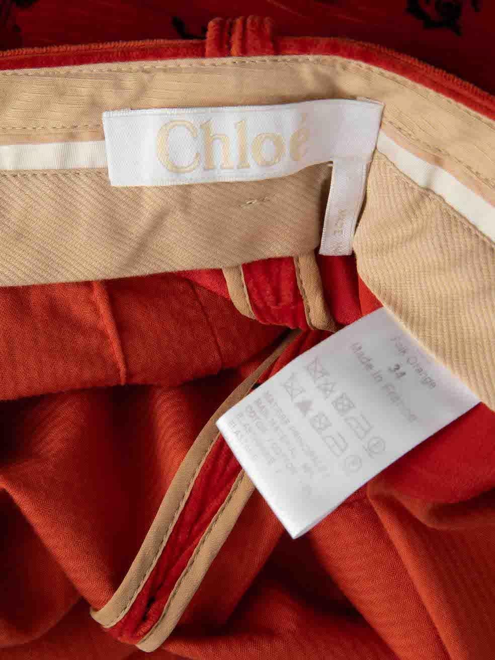Women's Chloé Red Corduroy Heart Print Trousers Size XS