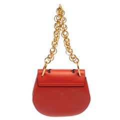 Chloe Red Embroidered Horses Leather Small Drew Bijou Crossbody Bag