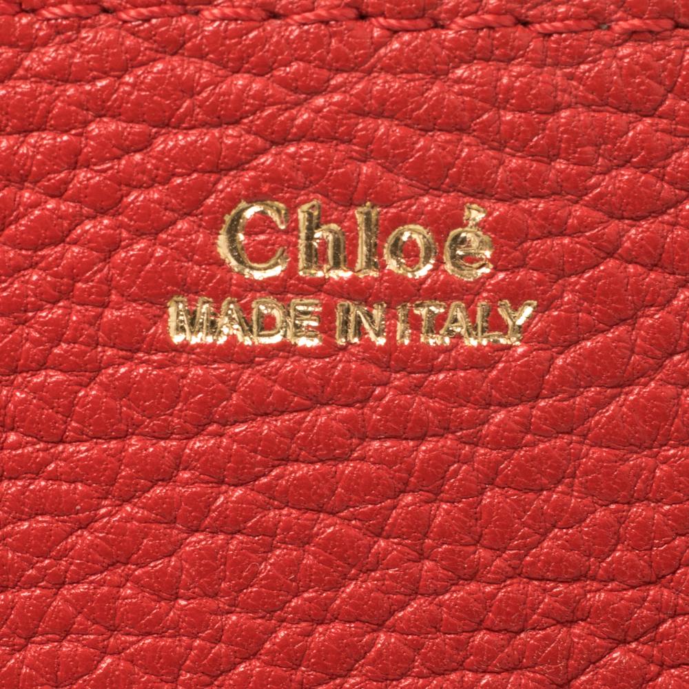 Chloe Red Grained Leather Large Drew Shoulder Bag 1