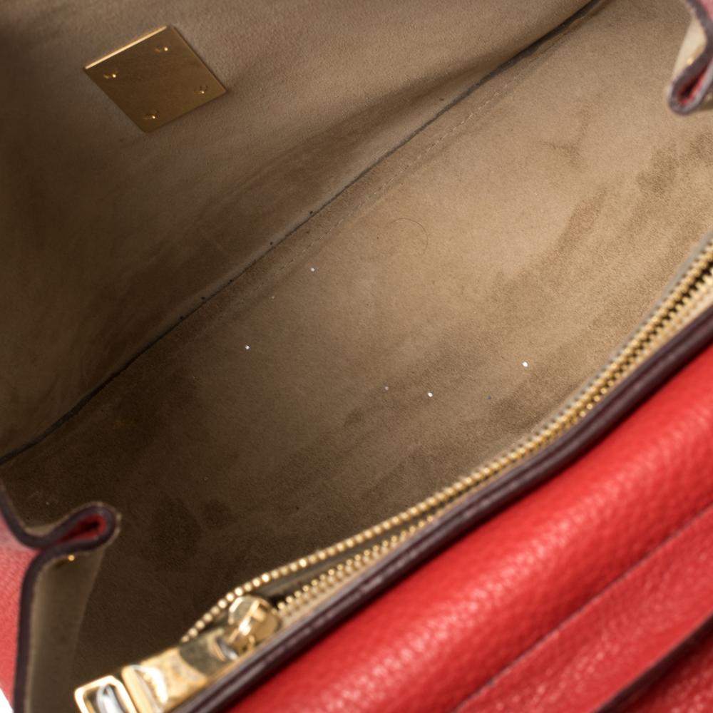 Chloe Red Grained Leather Large Drew Shoulder Bag 2