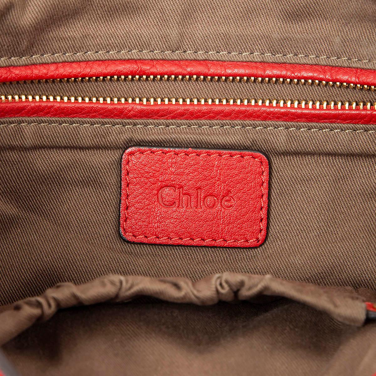 Women's CHLOE red grained leather MARCIE EASY TOTE Bag