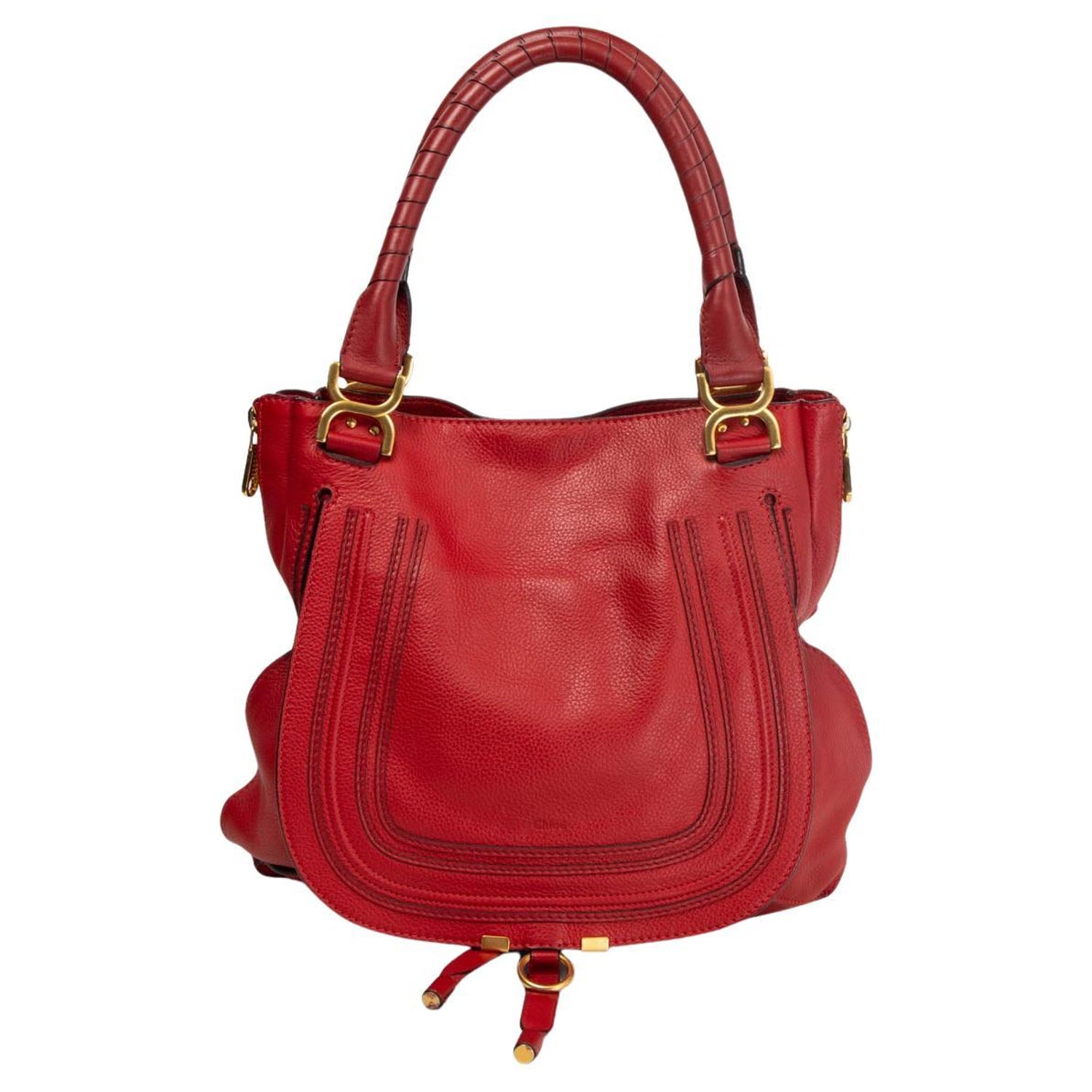 CHLOE red grained leather MARCIE EASY TOTE Bag For Sale at 1stDibs