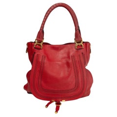 CHLOE red grained leather MARCIE EASY TOTE Bag