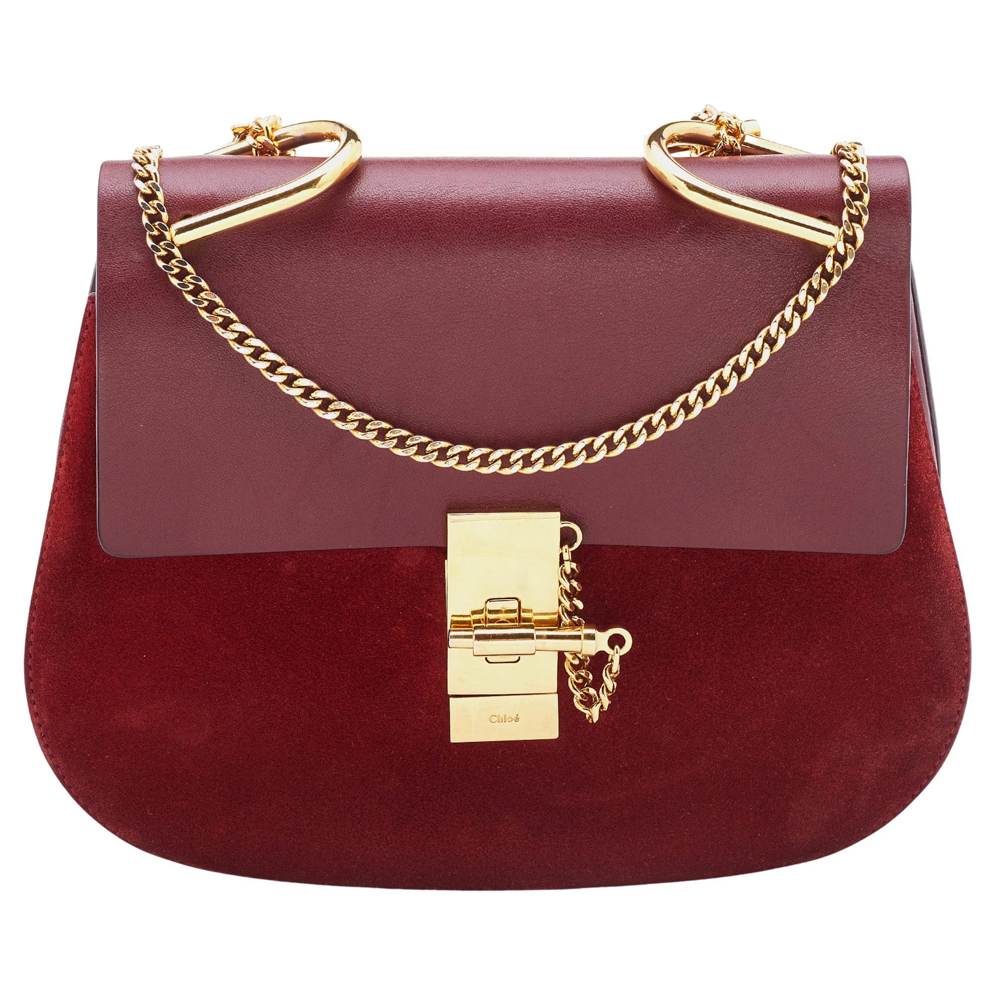 Chloe Red Leather and Suede Medium Drew Shoulder Bag For Sale at 1stDibs