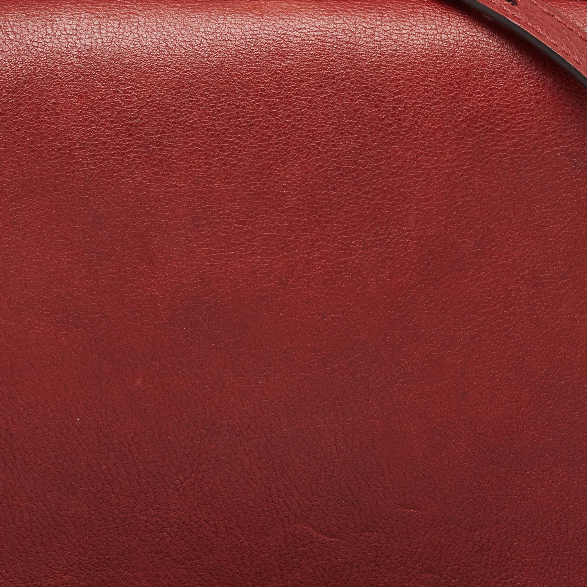 Women's Chloe Red Leather and Suede Medium Nile Bracelet Top Handle Bag