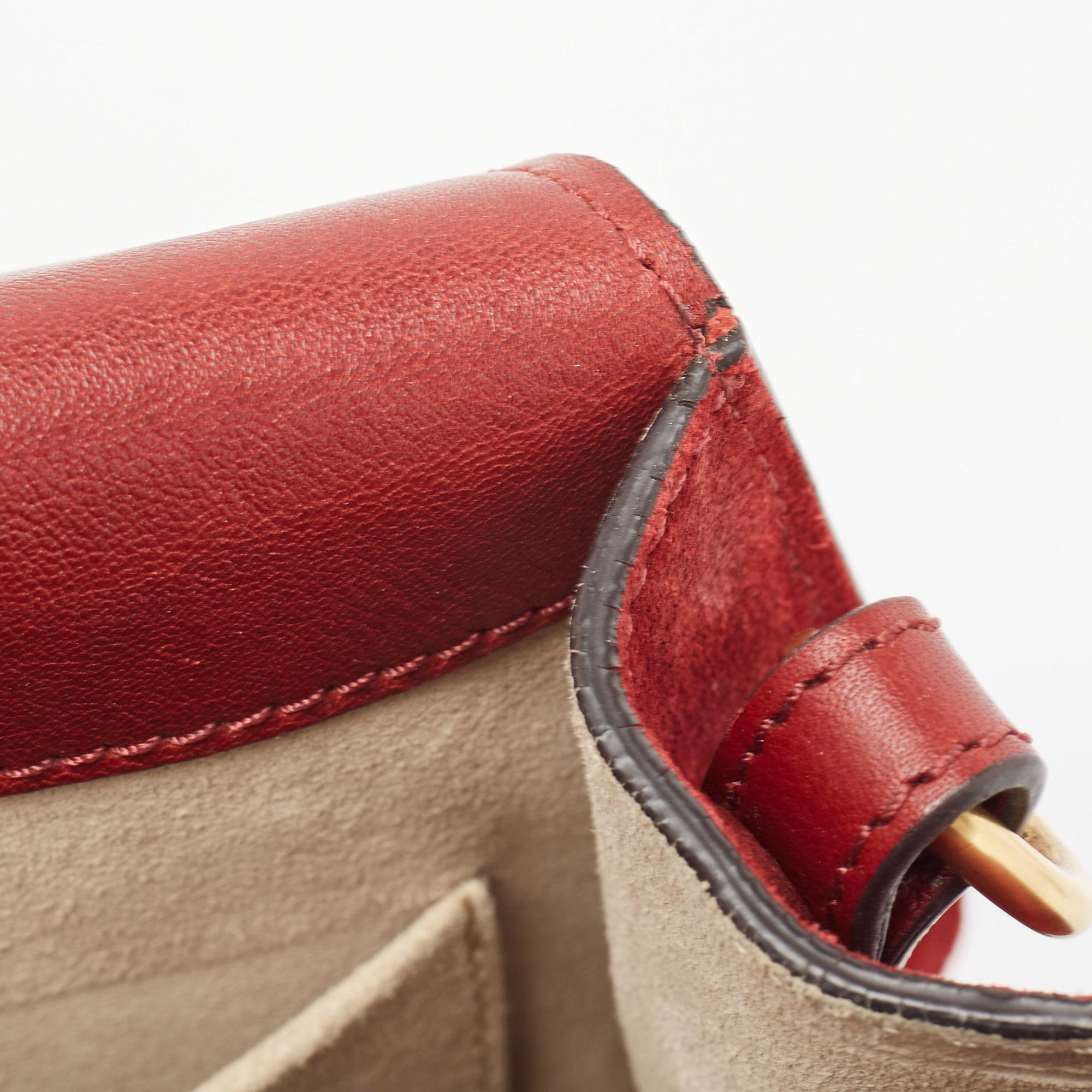 Chloe Red Leather and Suede Medium Nile Bracelet Top Handle Bag 1