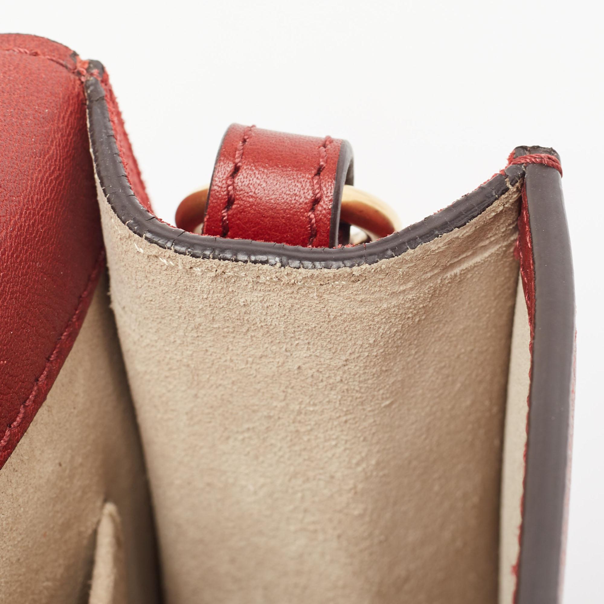 Chloe Red Leather and Suede Medium Nile Bracelet Top Handle Bag 3