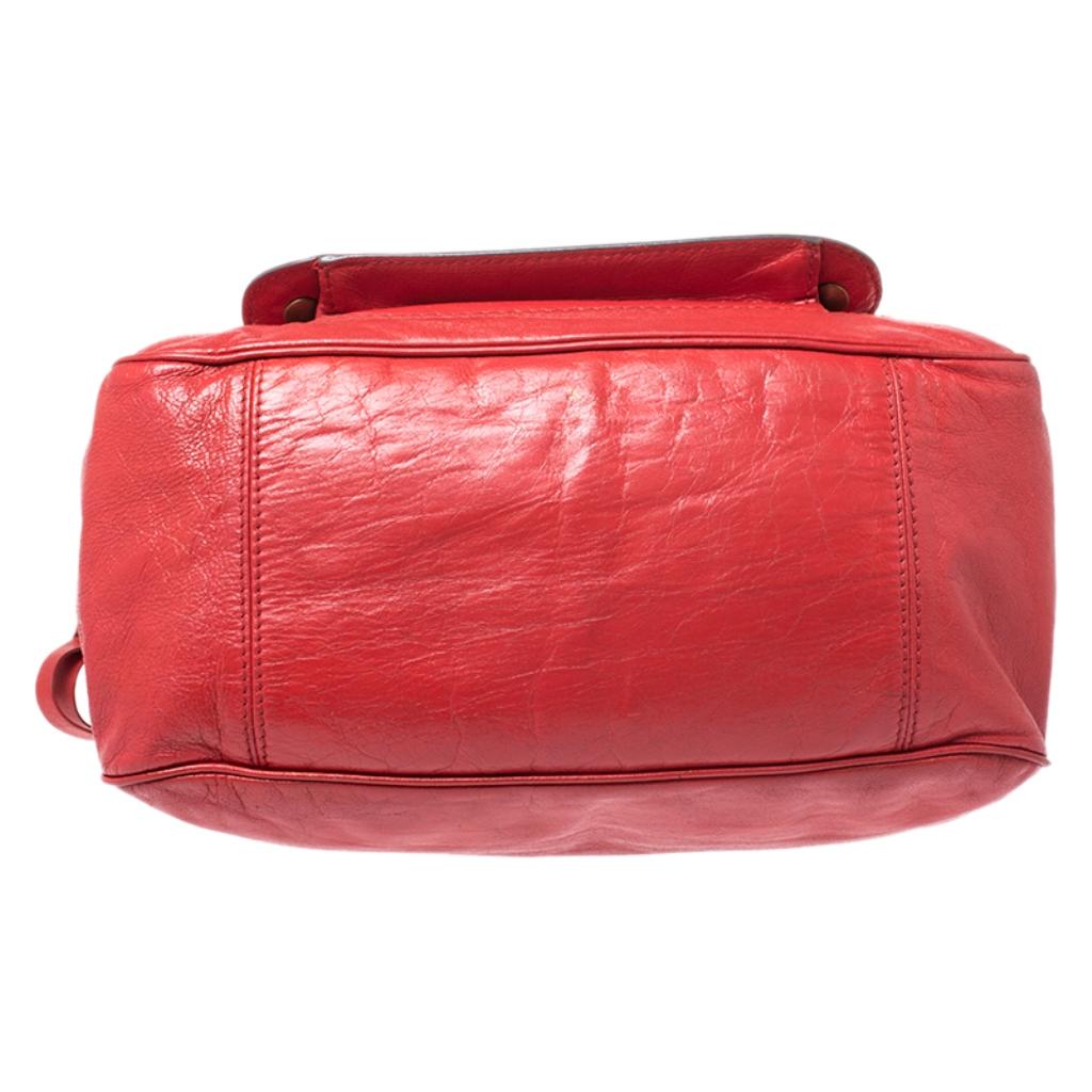 Chloe Red Leather Bay Satchel 1