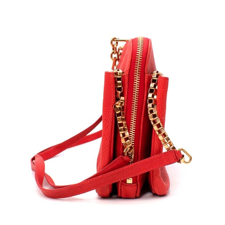 Chloe Red Leather Chain Strap Shoulder Bag For Sale at 1stDibs
