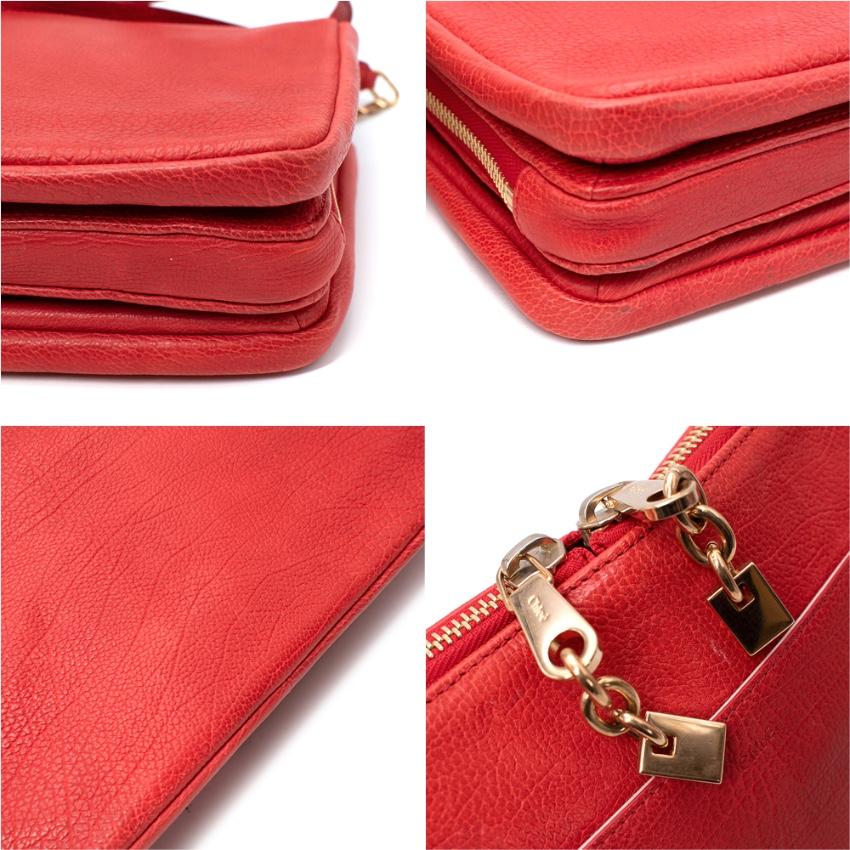 Chloe Red Leather Chain Strap Shoulder Bag For Sale 3