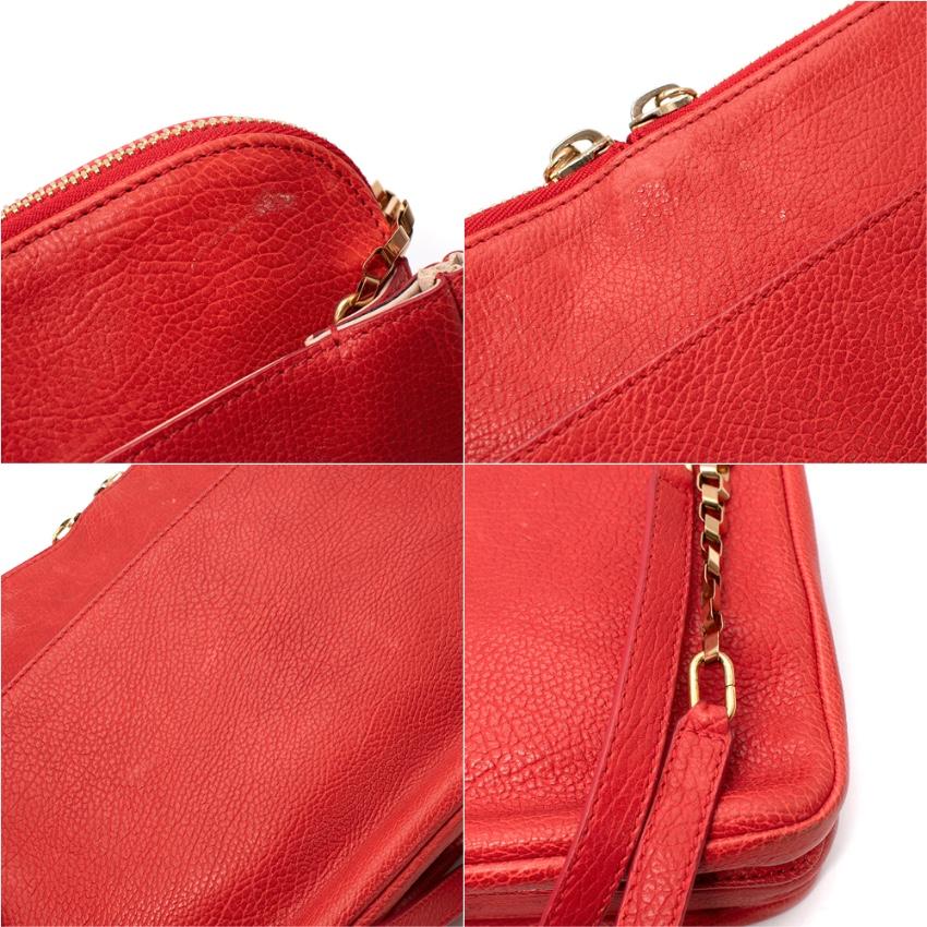 Chloe Red Leather Chain Strap Shoulder Bag For Sale 4