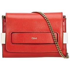 Chloe Red  Leather Elle Crossbody Bag France