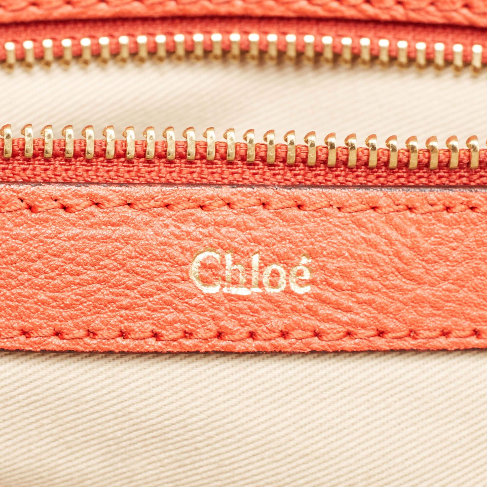 Chloe Red Leather Georgia Dome Satchel For Sale 4