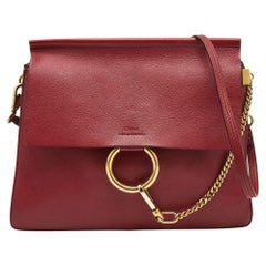 Chloe Red Leather Medium Faye Shoulder Bag