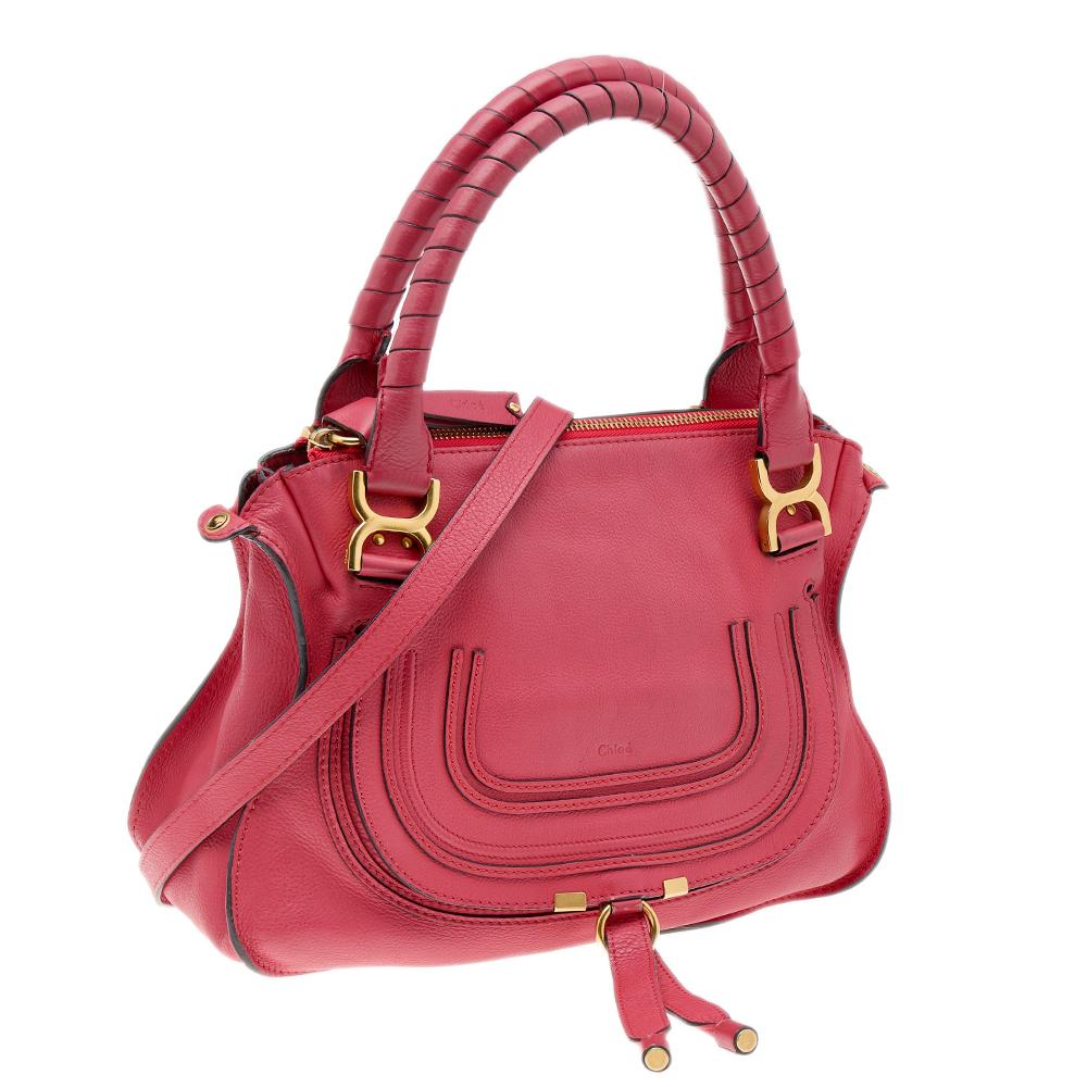Chloe Red Leather Medium Marcie Shoulder Bag In Good Condition In Dubai, Al Qouz 2