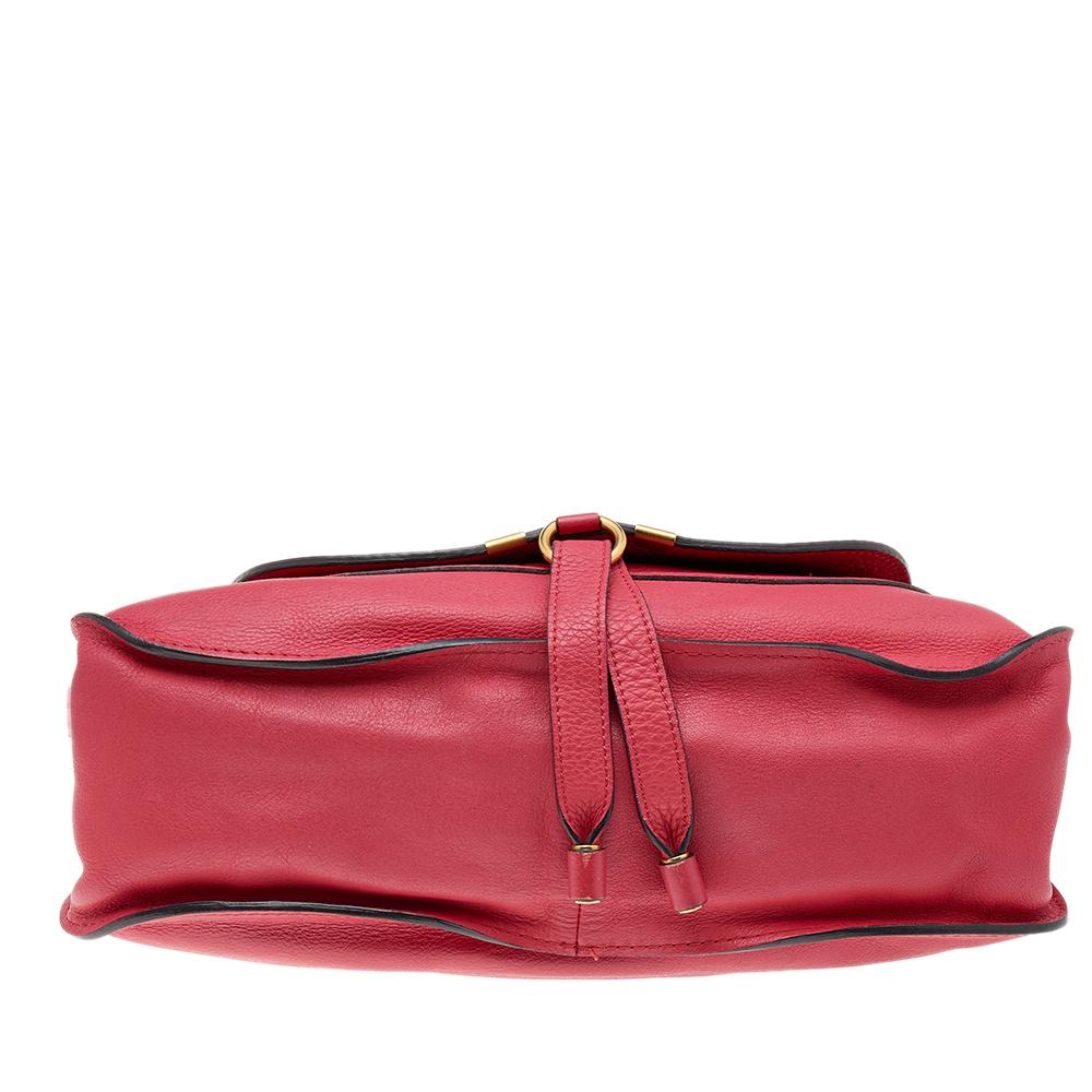 Women's Chloe Red Leather Medium Marcie Shoulder Bag