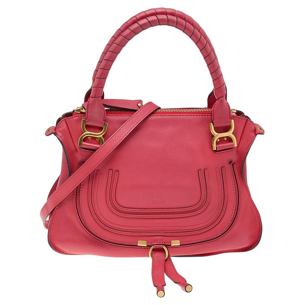 Chloe Red Leather Medium Marcie Shoulder Bag