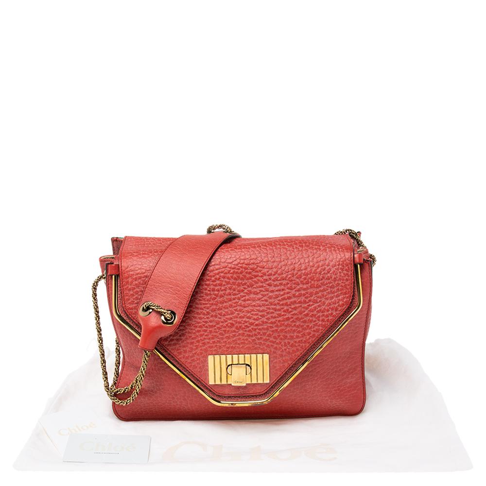 Chloe Red Leather Medium Sally Flap Shoulder Bag 4