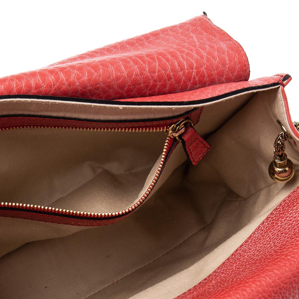 Orange Chloe Red Leather Medium Sally Flap Shoulder Bag