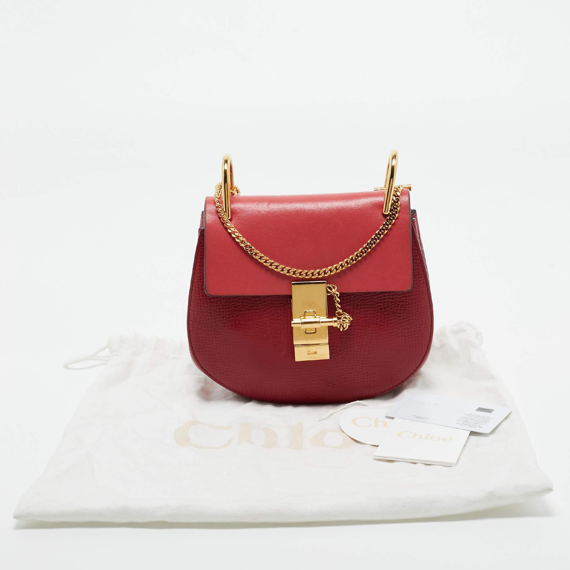 Chloé Red Leather Mini Drew Chian Shoulder Bag For Sale 7