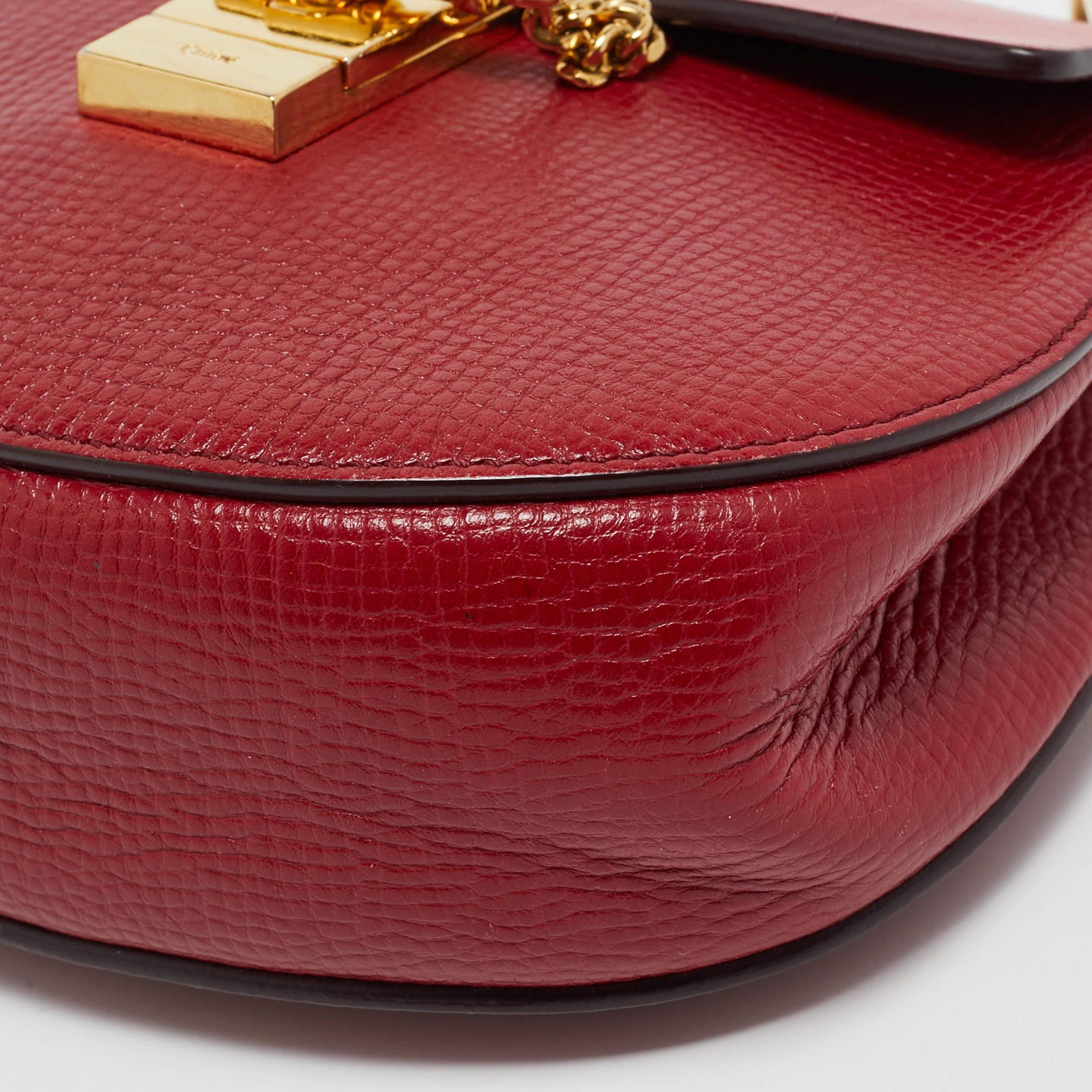 Chloé Red Leather Mini Drew Chian Shoulder Bag For Sale 2