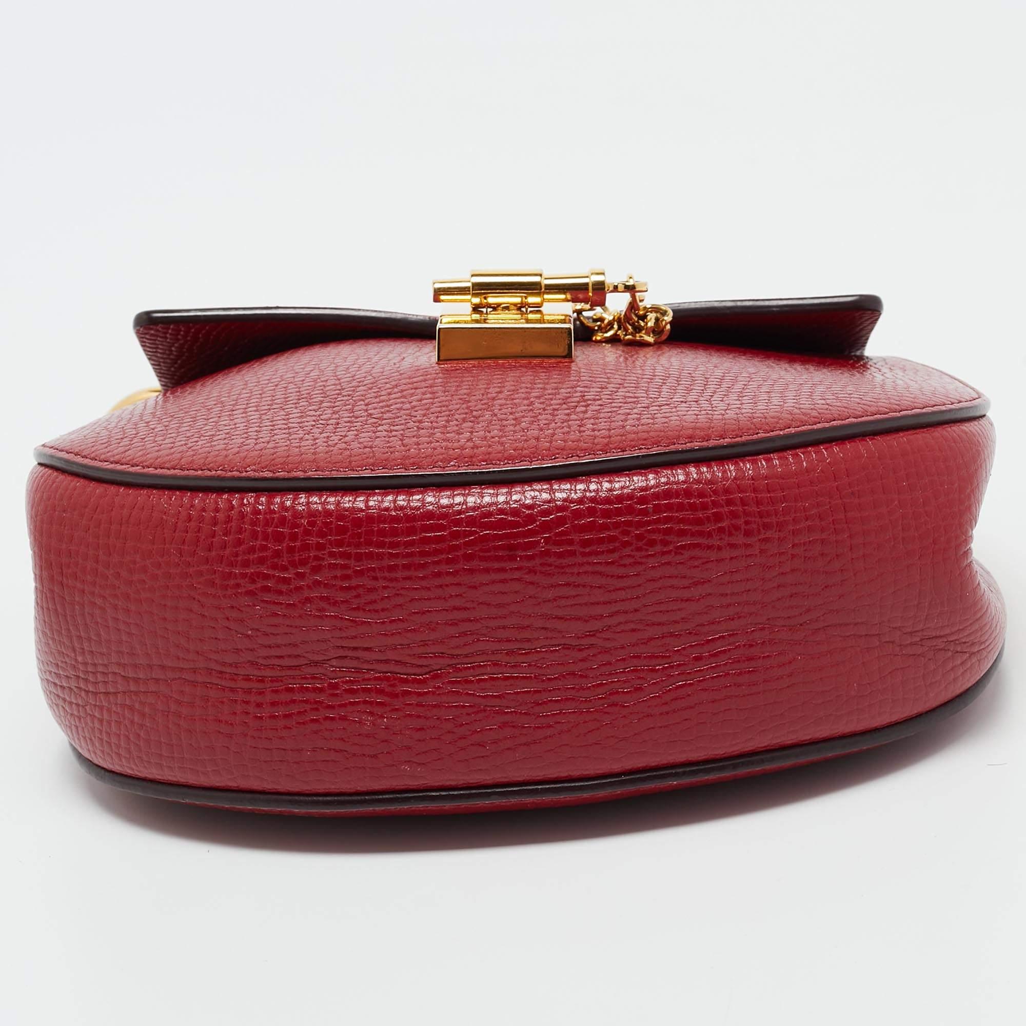 Chloé Red Leather Mini Drew Chian Shoulder Bag For Sale 5