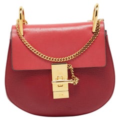 Chloé Red Leather Mini Drew Chian Shoulder Bag