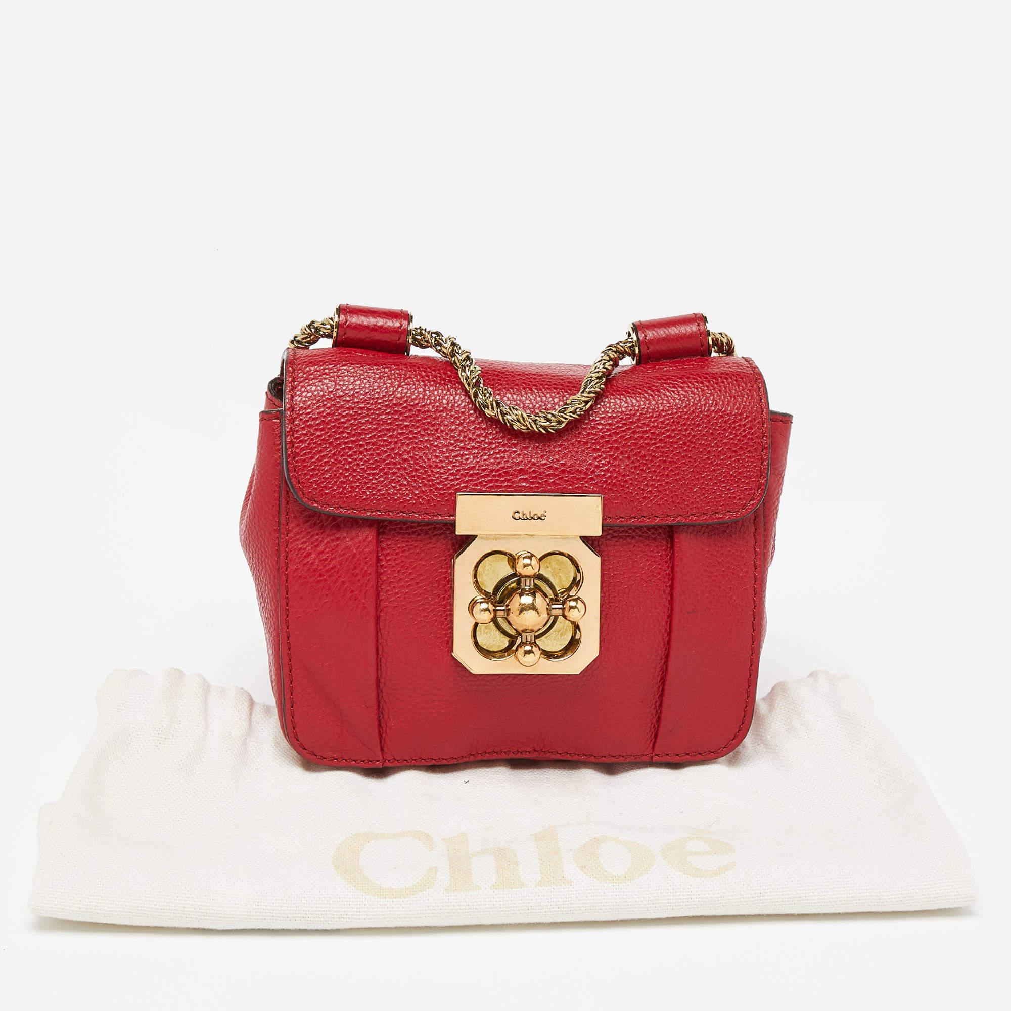Chloe Red Leather Mini Elsie Crossbody Bag For Sale 7