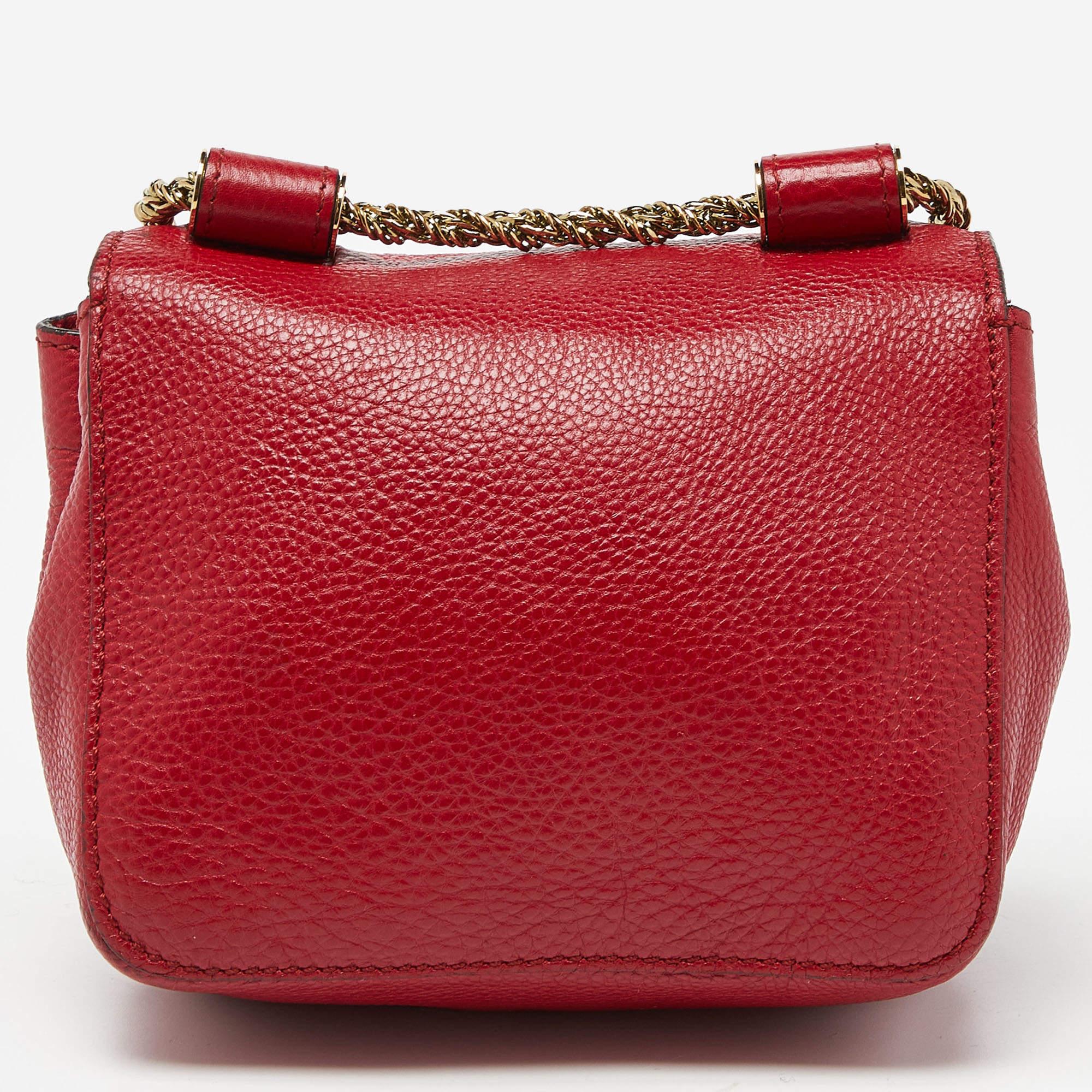 Chloe Red Leather Mini Elsie Crossbody Bag For Sale 1