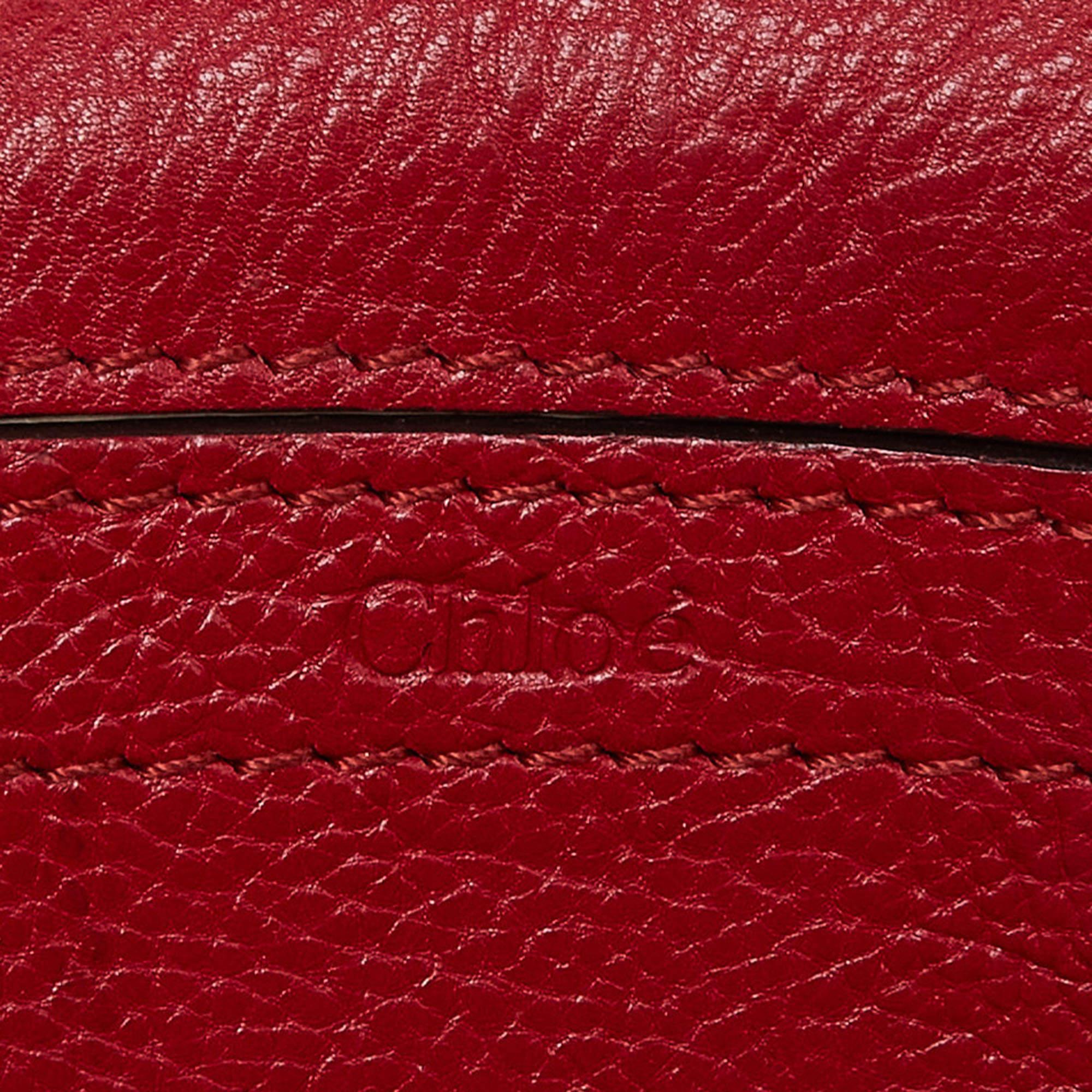 Chloe Red Leather Mini Elsie Crossbody Bag For Sale 3