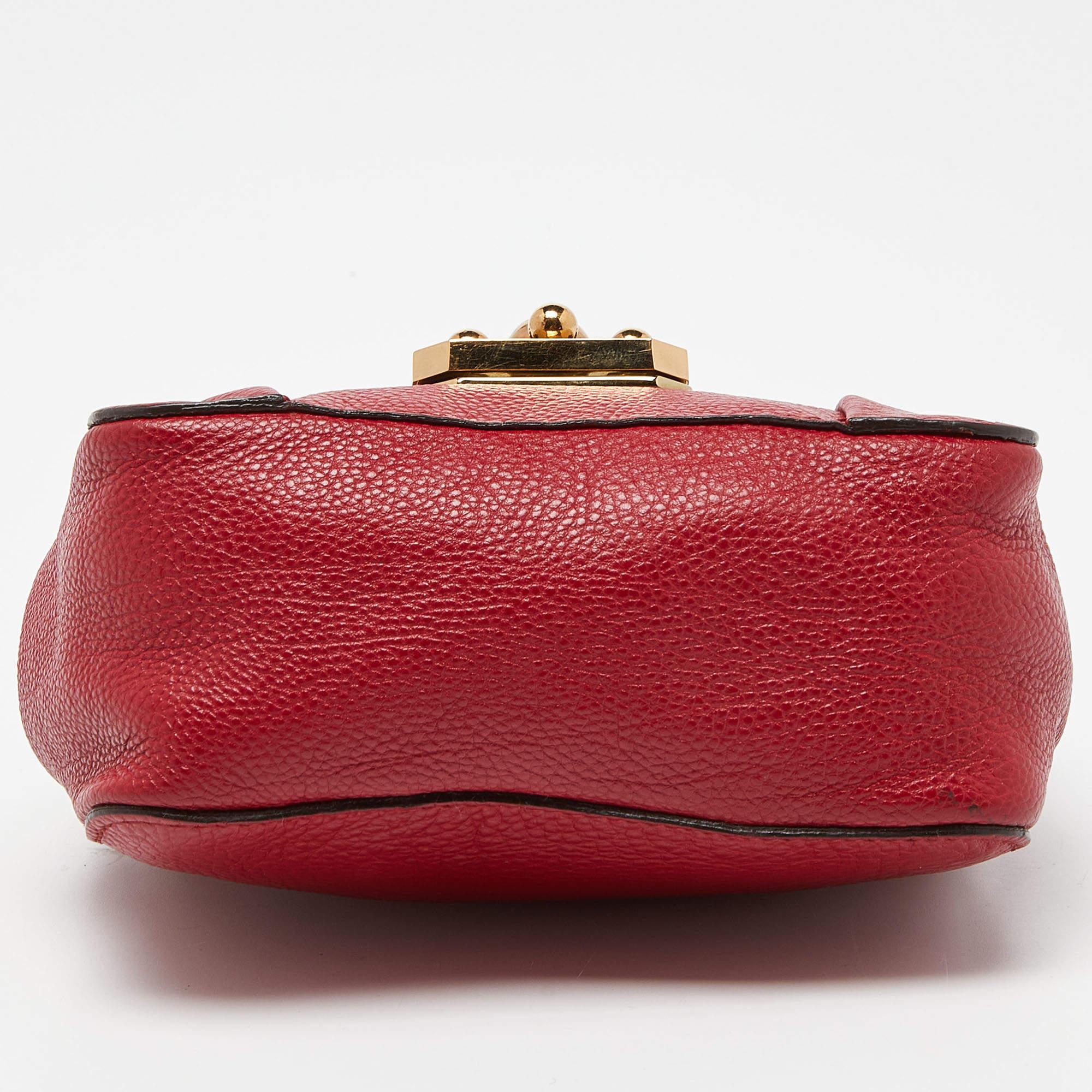 Chloe Red Leather Mini Elsie Crossbody Bag For Sale 5