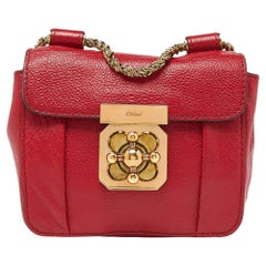 Used Chloe Red Leather Mini Elsie Crossbody Bag