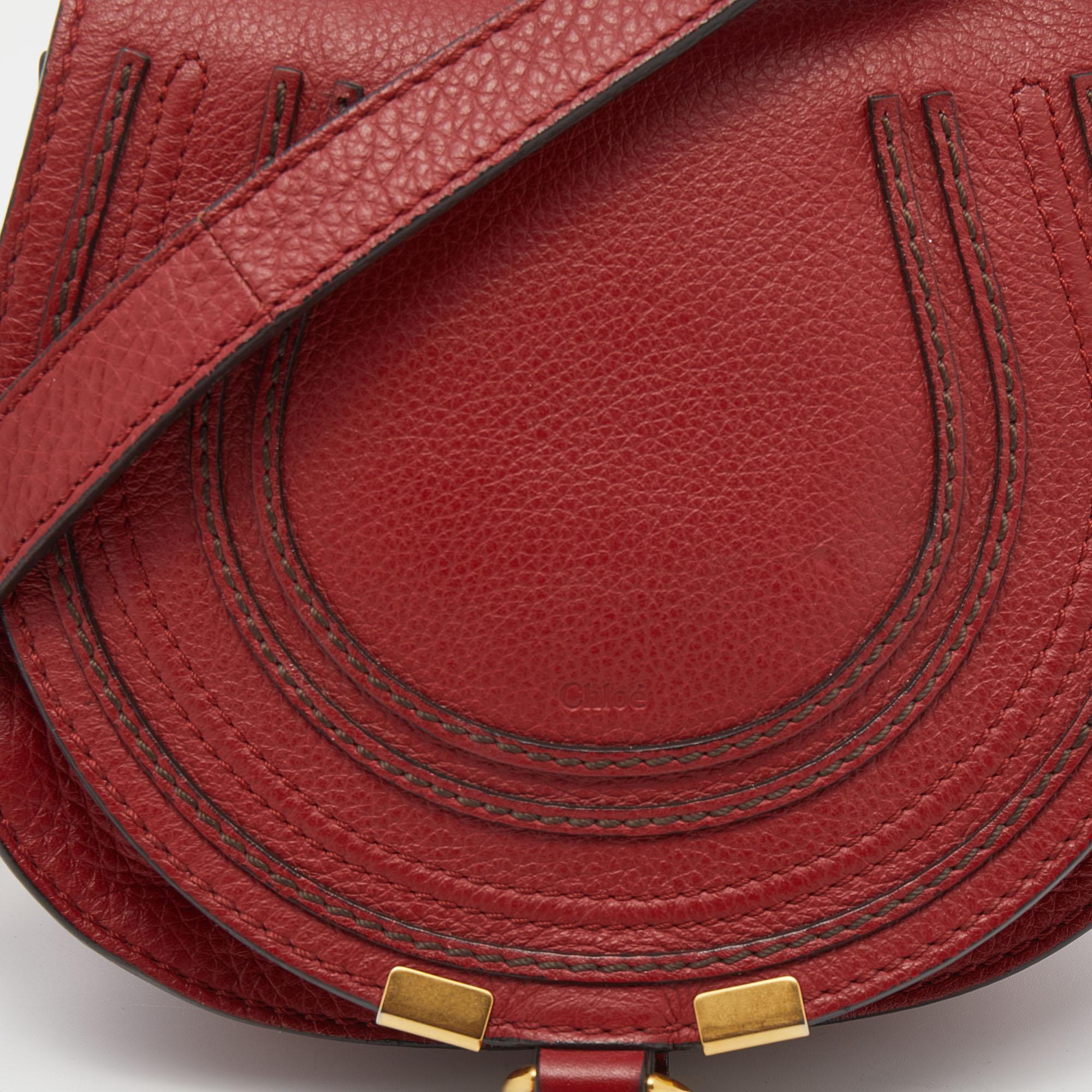 Chloe Red Leather Mini Marcie Crossbody Bag 5