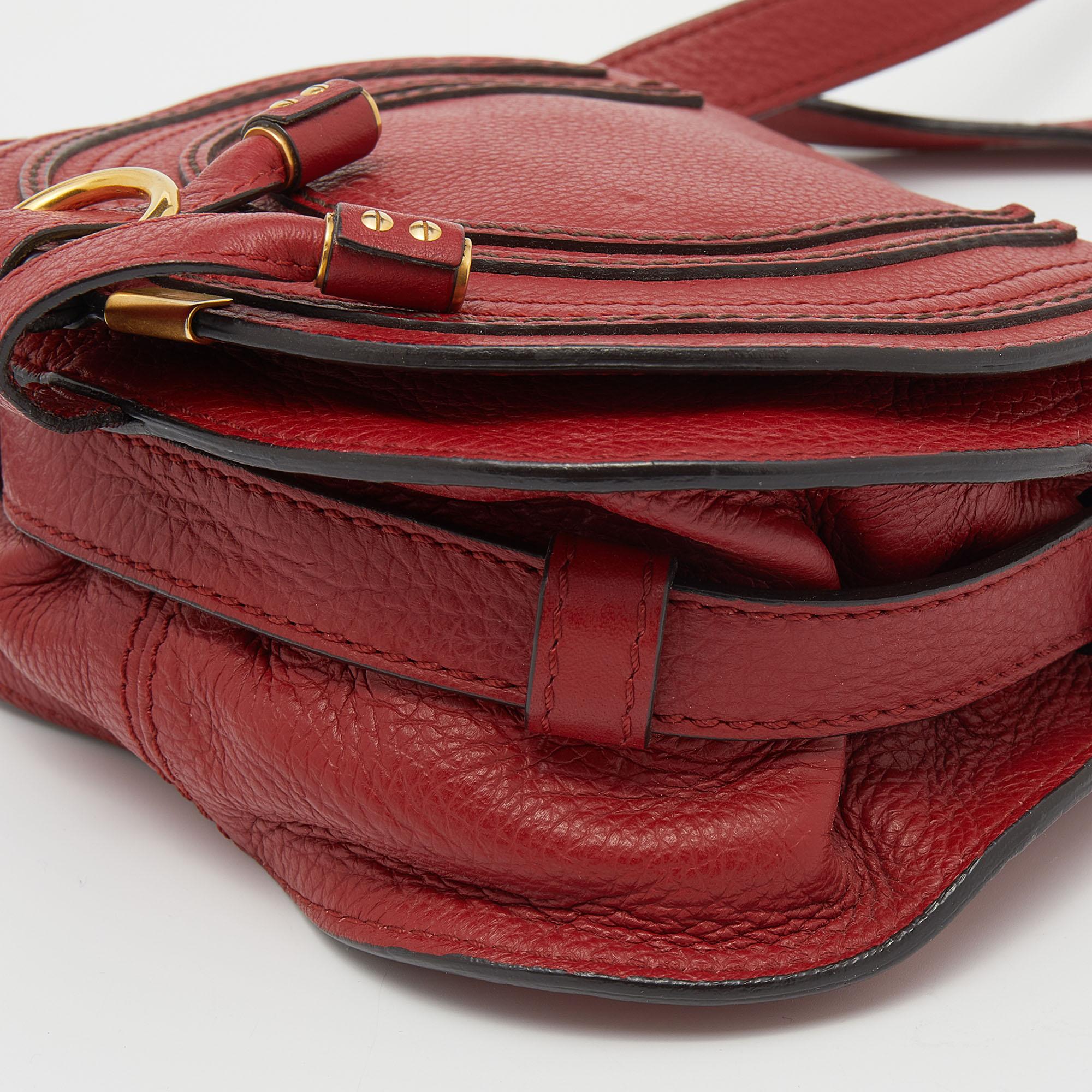 Chloe Red Leather Mini Marcie Crossbody Bag 2