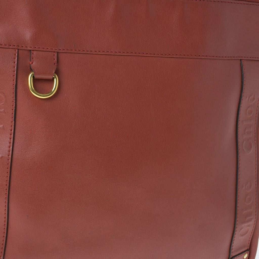 Chloe Red Leather Shopping Tote 1